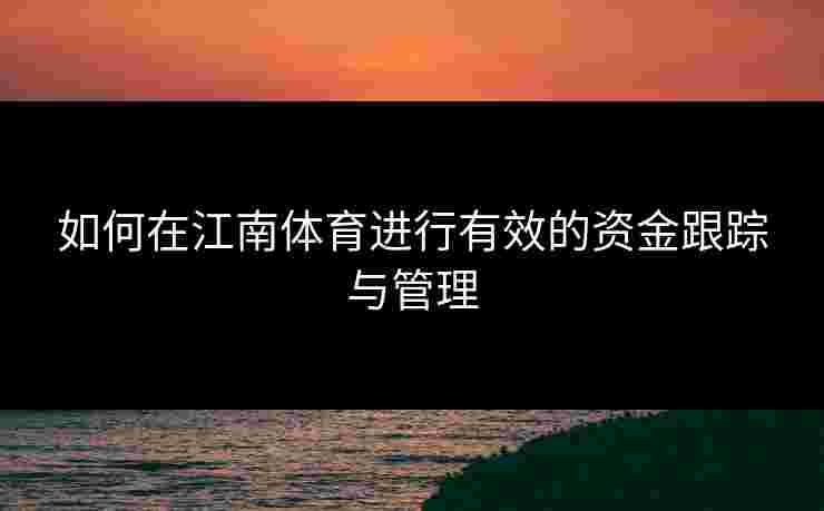 如何在江南体育进行有效的资金跟踪与管理